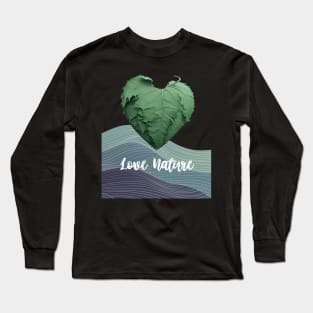 Love Nature No. 1: Green Valentine's Day on a Dark Background Long Sleeve T-Shirt